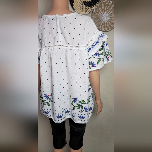 Calligraphie By Anthropology Women’s Top Blouse Xl  Flounce Sleeve - Picture 4 of 11